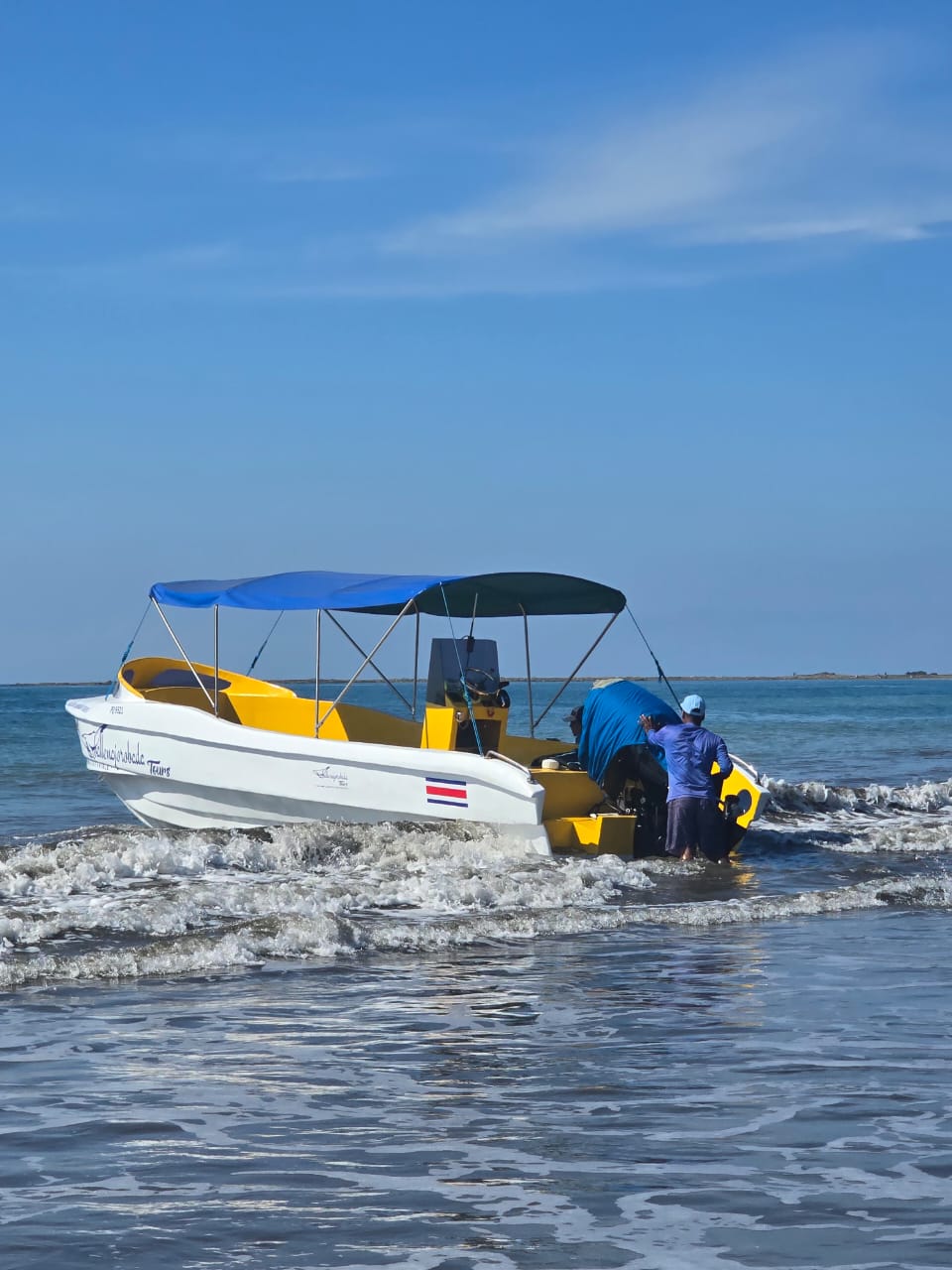 Our boat on the Pacific Ocean